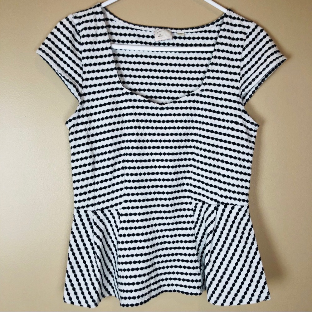 Anthropologie Postmark Peplum Black White Medium